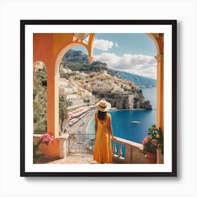 Amalfi Coast Matisse Style, Italy 5 Watercolour Travel Poster Art Print (3) Art Print