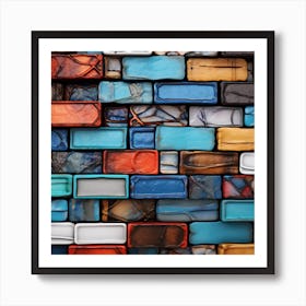 Colorful Brick Wall Art Print