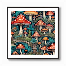 Mushroom Forest Art Print