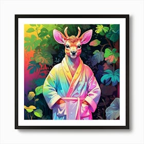 Deer In Bathrobe 1 Art Print