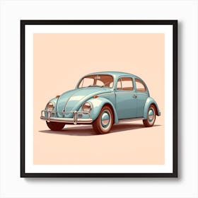Blue Volkswagen Beetle 1963 Art Print