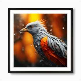 Bird In The Rain Art Print