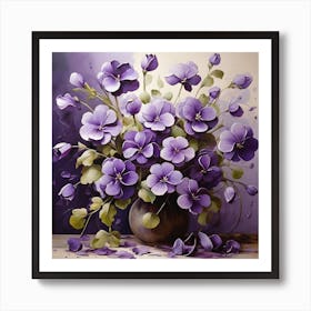 Purple Flowers In A Vase Art Print