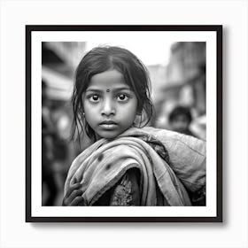 Portrait Of A Girl In Kolkata Art Print