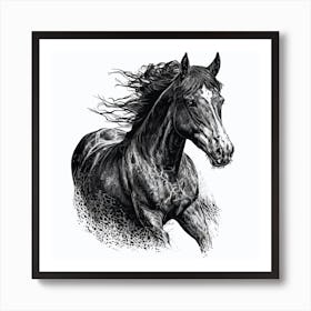 Horse Running In The Wind Art Print