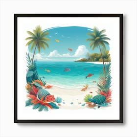 Tropical Beach Scene Art Print