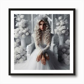 Beautiful Bride In A White Dress Art Print