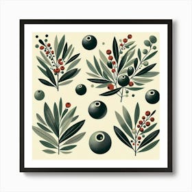 Scandinavian Art, olive berries 1 Art Print