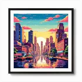 Pixelated Pop Art Cityscapes Or Landscapes Reimagined In A Pixelated Style Reminiscent 5 Art Print