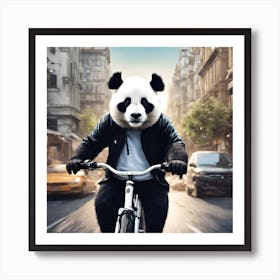 Panda Bear On A Bike Art Print