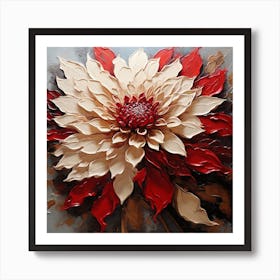 Large red dahlia flower Art Print