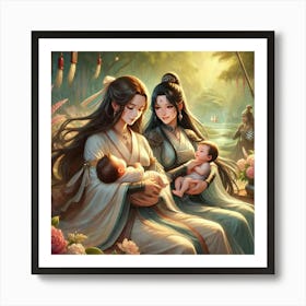 Kaida And Zoya As Mothers Art Print