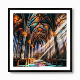 Church With Stained Glass Windows Art Print