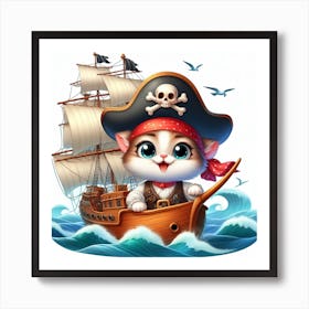 Pirate Cat On A Pirate Ship 3 Art Print