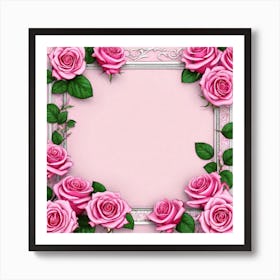 Pink Roses Frame 12 Art Print