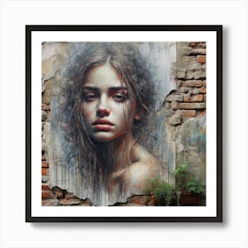 Girl With A Broken Face Art Print