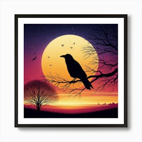 Crow In The Tree Art Print