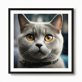 A Cute British Shorthair Kitty, Pixar Style, Watercolor Illustration Style 8k, Png (11) Art Print