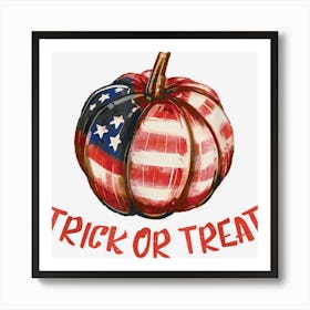 American Halloween Usa Flag Trick Or Treat Scary Pumpkin Art Print