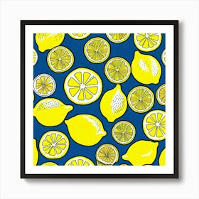 Lemons On Blue 2 Art Print