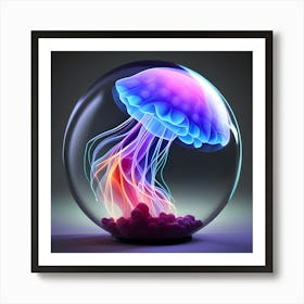 Jellyfish In A Glass Ball Art Print