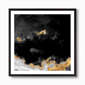100 Nebulas in Space with Stars Abstract in Black and Gold n.049 Art Print