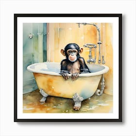 Bathing Chimp 1 Art Print