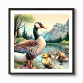 Wild Goose Bird Color - Painting Artwork 50 Art Print