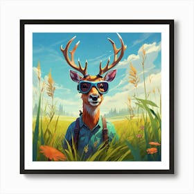 Deer In The Grass Art Print