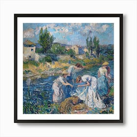Van Gogh Style: Laundry Day on the Rhone Series Art Print