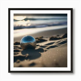 Disco Ball On Beach Art Print