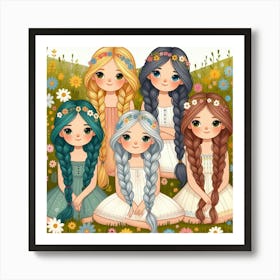 Little Girls With Braids Poster