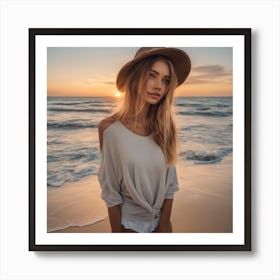 547927 A Touristic Sandy Beach, An Attractive Sunrise, A Xl 1024 V1 0 Art Print