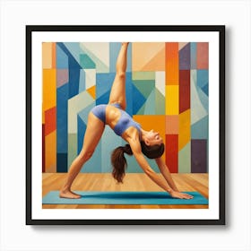 Standing Ack Bend Pose Cubism Style Art Print