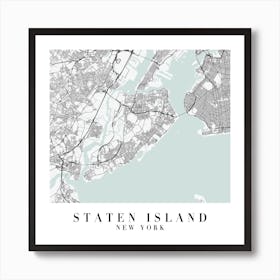 Staten Island New York Street Map Minimal Color Square Art Print