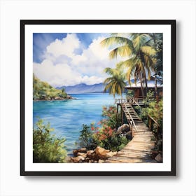 AI Caribbean Mornings Art Print