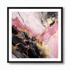 Pink Gold Marble Abstract Painting Art Print