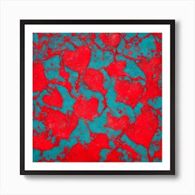 Rpg 40 Manchas De Agua Rojas Forma De Corazn Abstracto Fondo B 3 Art Print