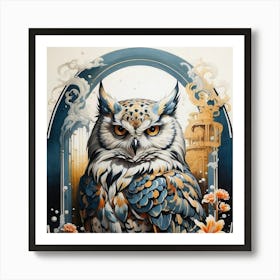 Owl In A Window Art Print