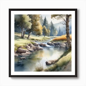 Watercolor Of A River 12 Art Print