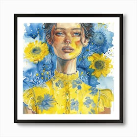 Sunflower Girl 1 Art Print