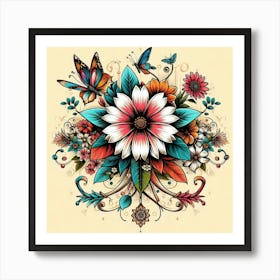 Flower Tattoo Art Print