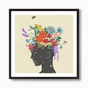 Flourish In Neutral Square Art Print