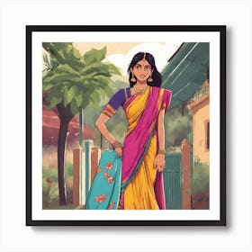 Indian Woman In Sari 2 Art Print