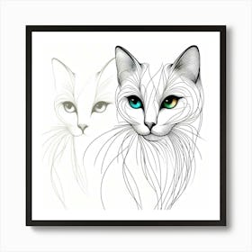 Two Cats With Blue Eyes Art Print