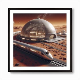 Train Station On Mars Art Print