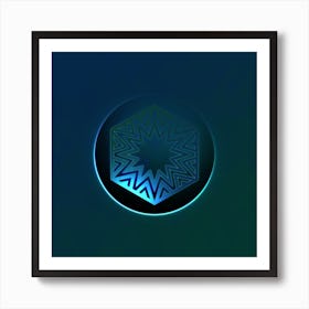 Geometric Neon Glyph on Jewel Tone Triangle Pattern 422 Art Print