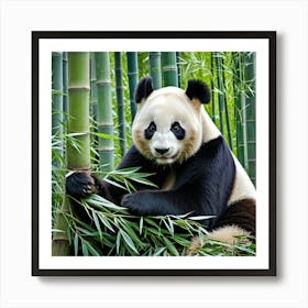 Panda Bear Bamboo Endangered China Wildlife Cute Furry Black White Endemic Conservation (1) Art Print