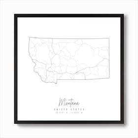 Montana Minimal Street Map Square Art Print