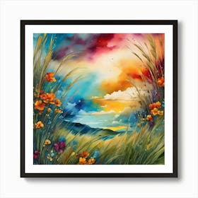 Sunset In The Meadow 3 Art Print